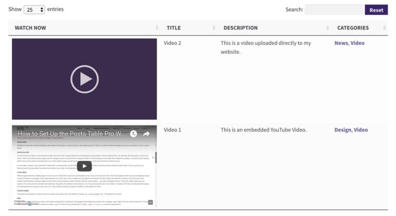 Finished WordPress video gallery - How to Create a WordPress Video Gallery