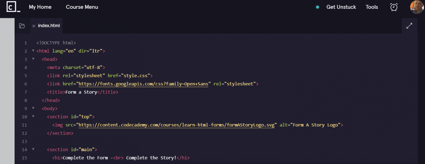 HTML Tutorial - Project 3: Complete the Form - Complete the Story! 